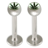 Surgical Steel Labret Cannabis Logo