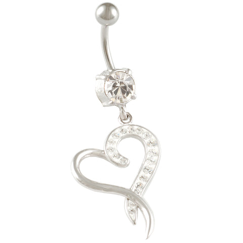 Heart Belly Ring Dangle Clear