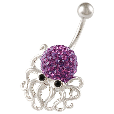 Octopus Belly Button Ring Navel Ring Amethyst