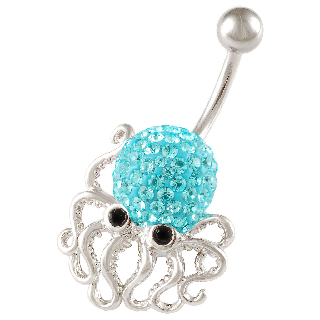 Octopus Belly Button Ring Navel Ring Aquamarine