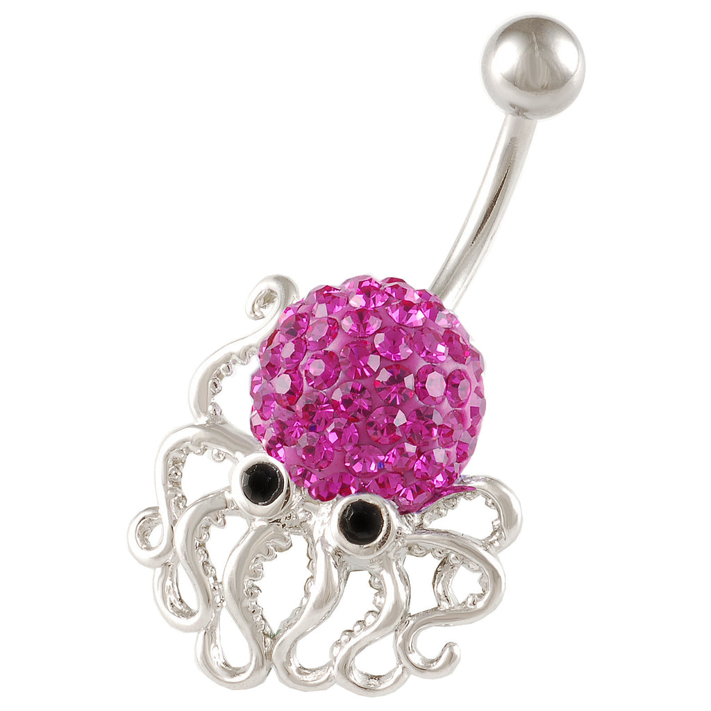 Octopus Belly Button Ring Navel Ring Fuchsia