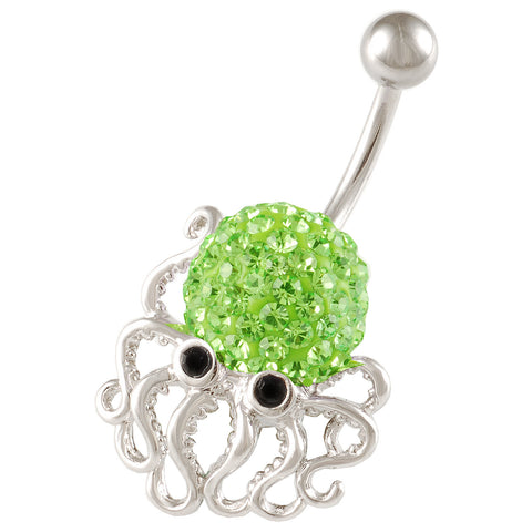 Octopus Belly Button Ring Navel Ring Peridot