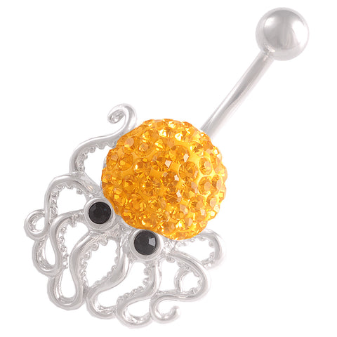 Octopus Belly Button Ring Navel Ring Topaz