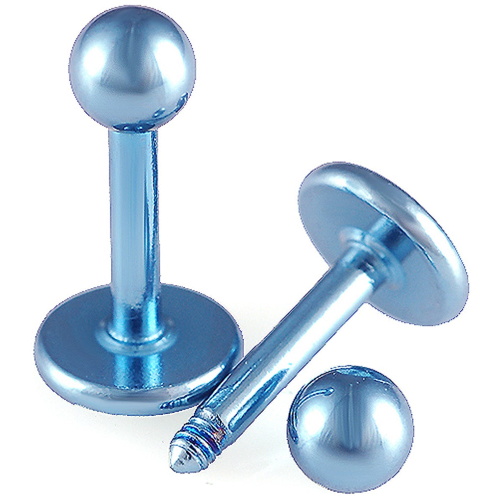Light Blue Anodized Labret 16g 1/4, 5/16, 3/8 3mm ball