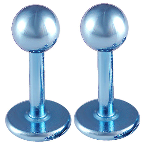 Light Blue Anodized Labret 16g 1/4, 5/16, 3/8 4mm ball