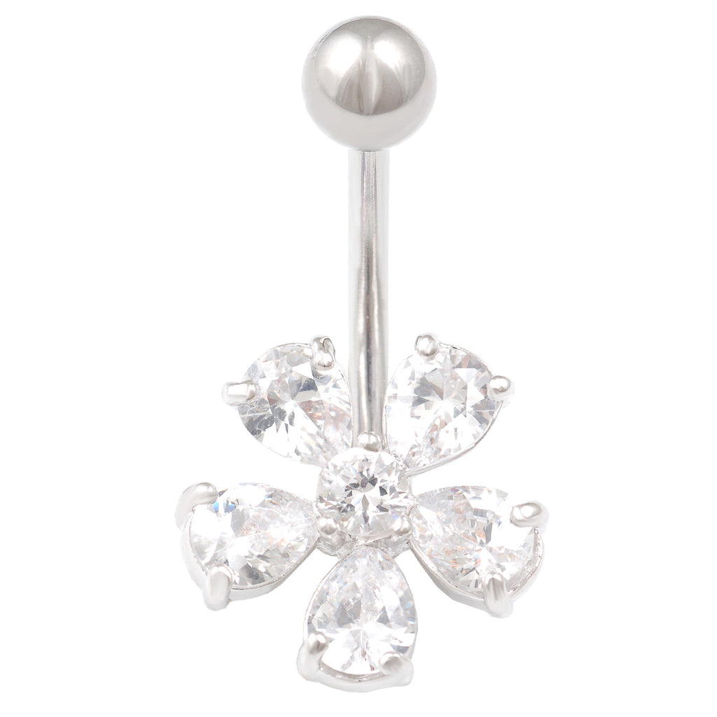Clear FLOWER BELLY RINGS 14G 3/8 INCH
